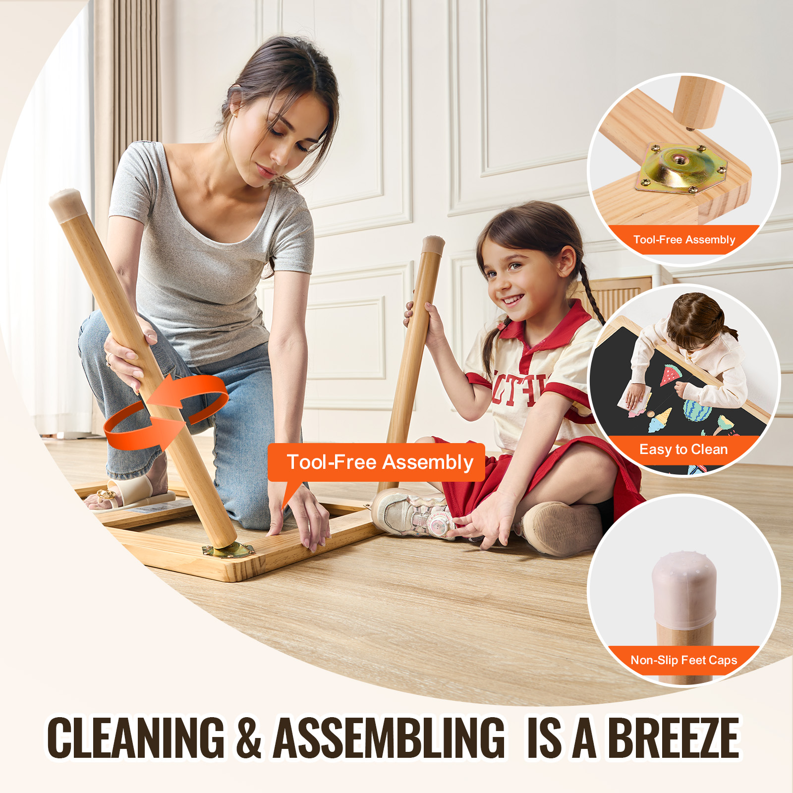 Uimoso Kids Sensory Table Indoor Wooden Play Sand Water Table w/ Double-Sided - Picture 7 of 49