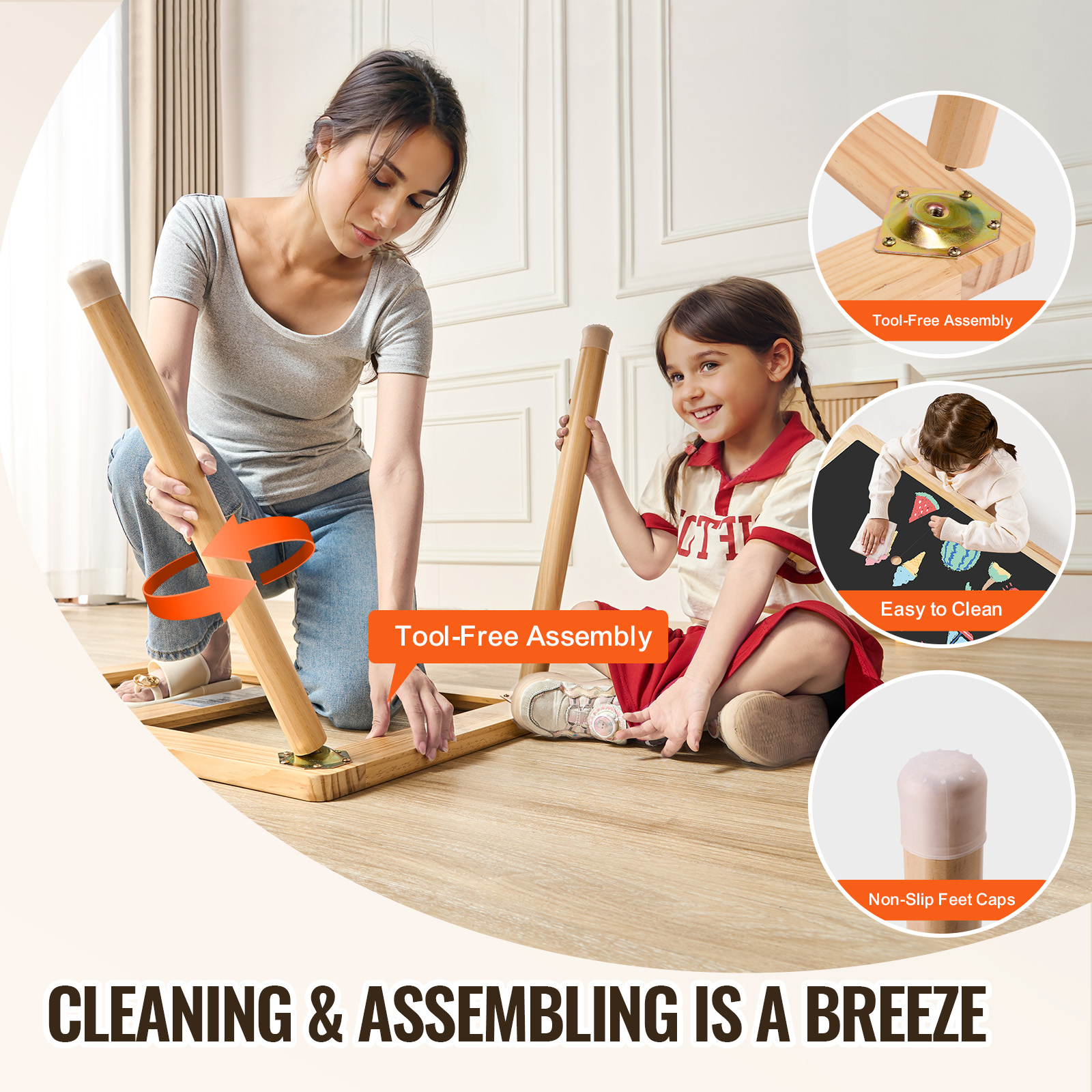 Uimoso Kids Sensory Table Indoor Wooden Play Sand Water Table w/ Double-Sided - Picture 43 of 49