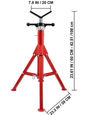 VEVOR V Head Pipe Stand 1/8"-12" Capacity, Adjustable Height 24"-42 ...