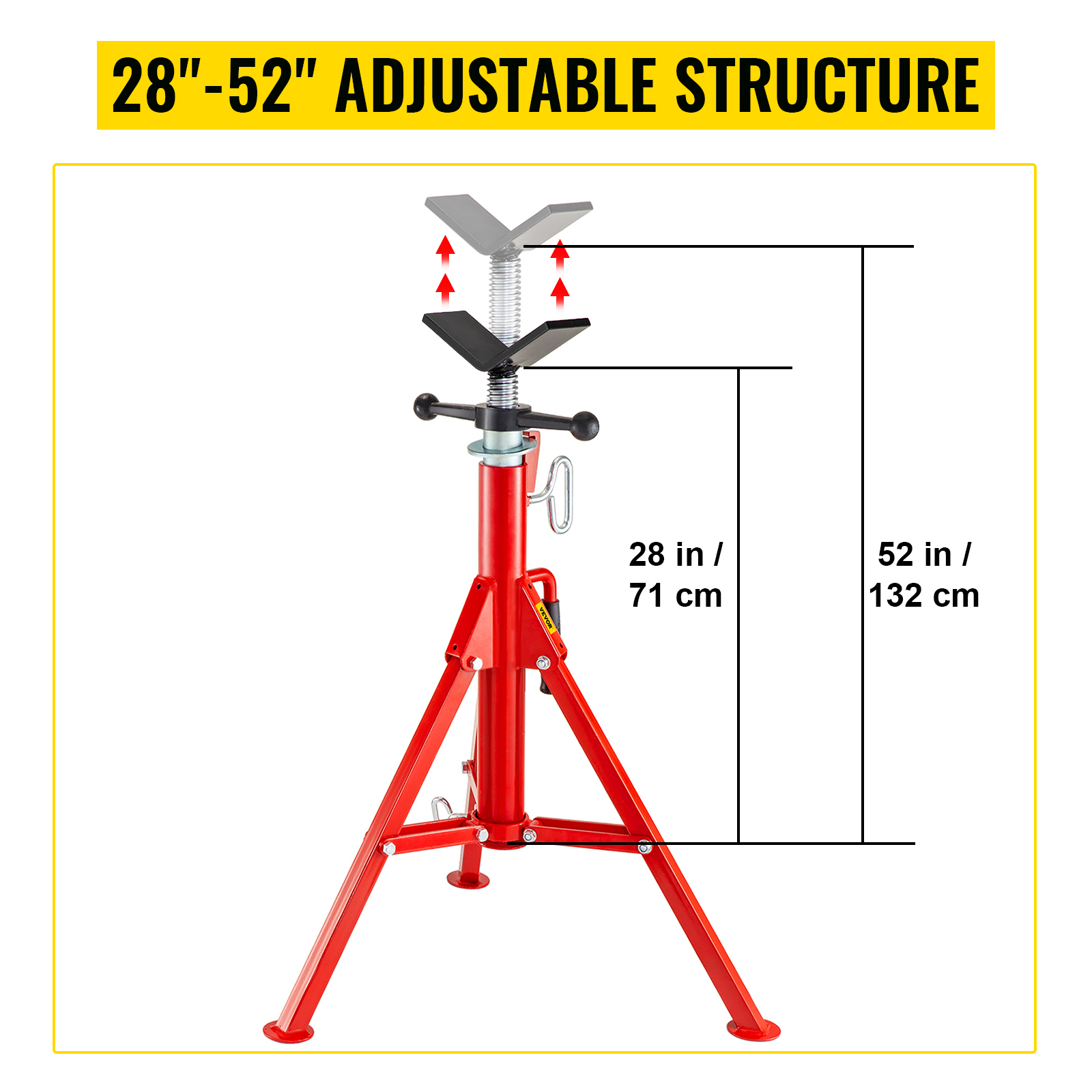 Pipe Stand 2-Ball Transfer Head Foldable Tripod Jack 28"-52" Height 2500Lb 