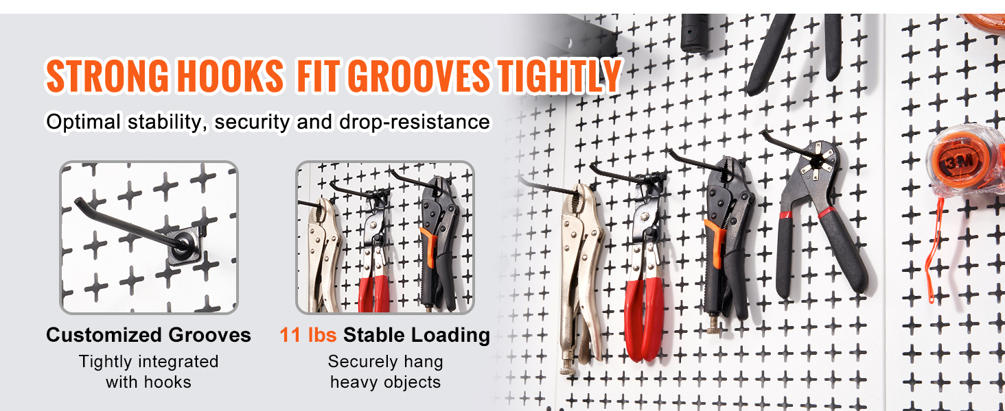 VEVOR Pegboard Wall Organizer 48" x 32", 495LBS Loading Garage Metal Pegboard Organizer Wall Mount, 37PCS Tool Storage Kit with 3 Peg Boards, Hooks, Storage Bins, Shelf Racks for Warehouse Garage Shop