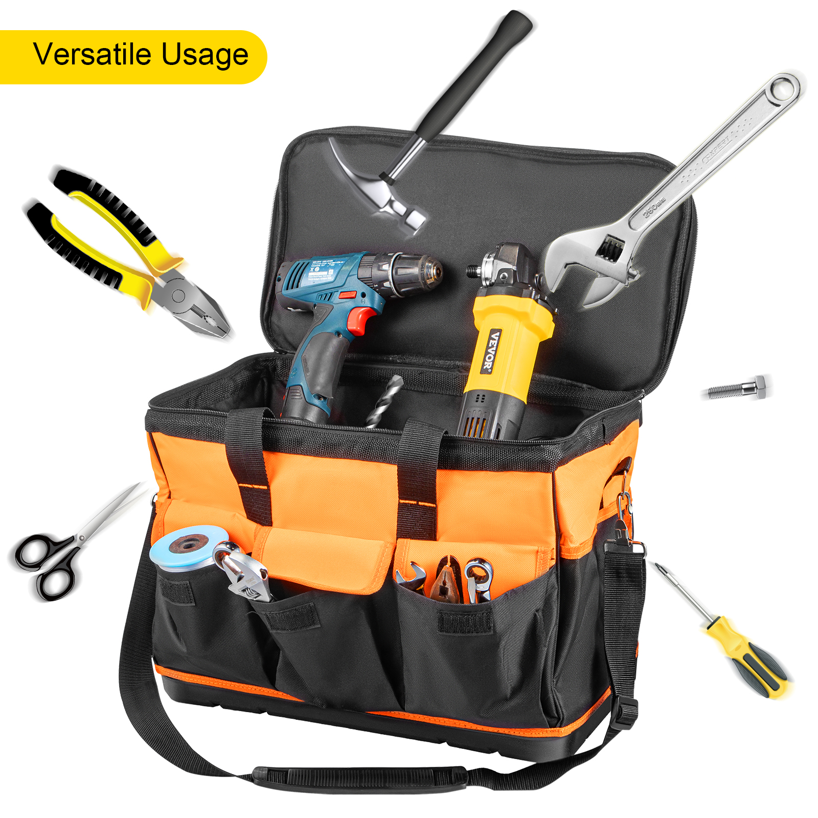 VEVOR Sac à Outils à Roulettes 51x27x36 cm Boîte à Outils à Roulettes 17  Poches Trousse