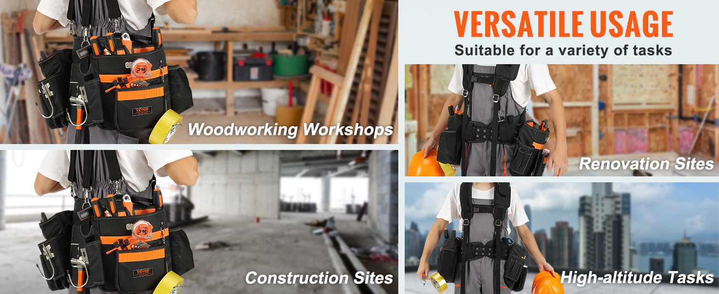 Heavy Duty Carpenters Tool Belt Professional Construction Tool Waist