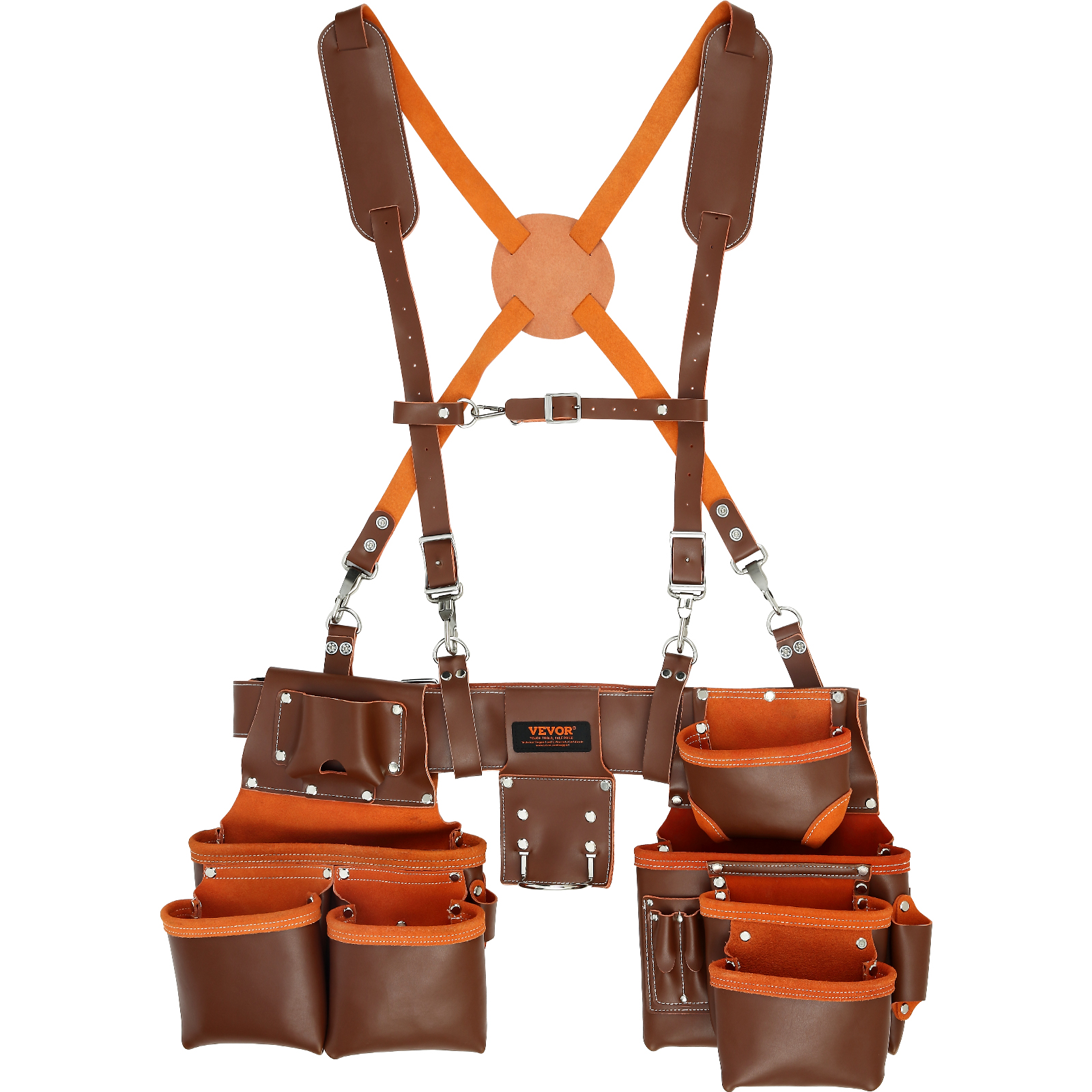 VEVOR Tool Belt with Suspenders 600/1680D Polyester/1250D Nylon/Leathe