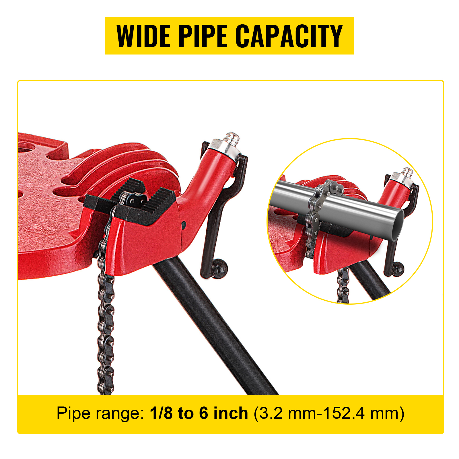 Portable 6" Tripod Pipe Chain Vise Stand w/ Large Base Overhangs Front Legs 