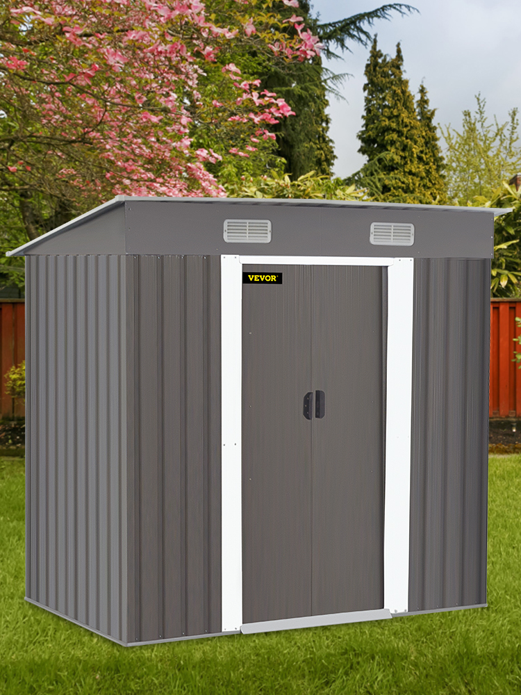 VEVOR Outdoor Storage Shed, 6 X 4 ft Metal Shed, Lockable Tool