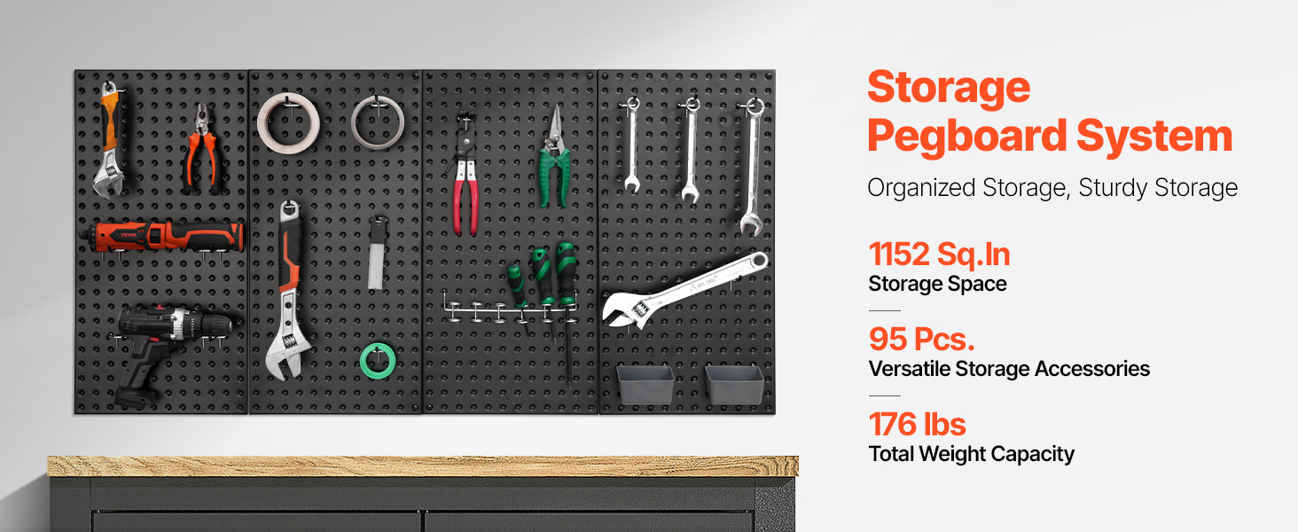 Stecktafel Wandorganizer 4er Set 61x30 cm Metall Lochwand Werkzeuge Pegboard A100 1.4