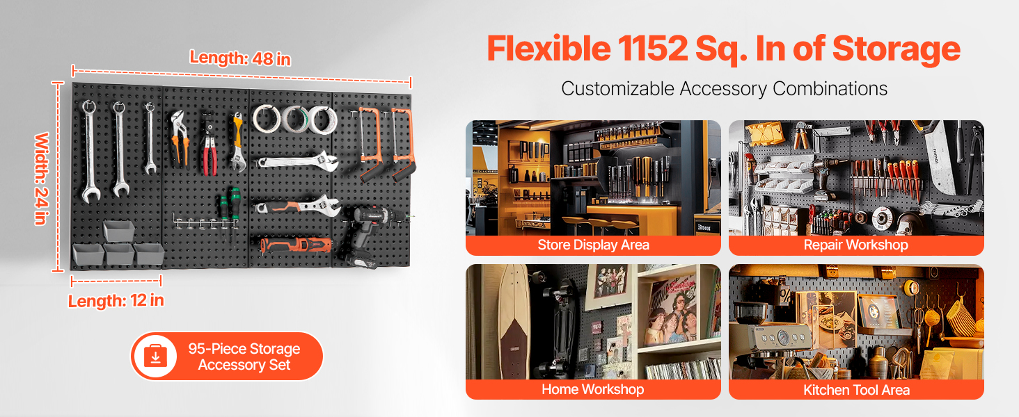 Stecktafel Wandorganizer 4er Set 61x30 cm Metall Lochwand Werkzeuge Pegboard A100 2.3