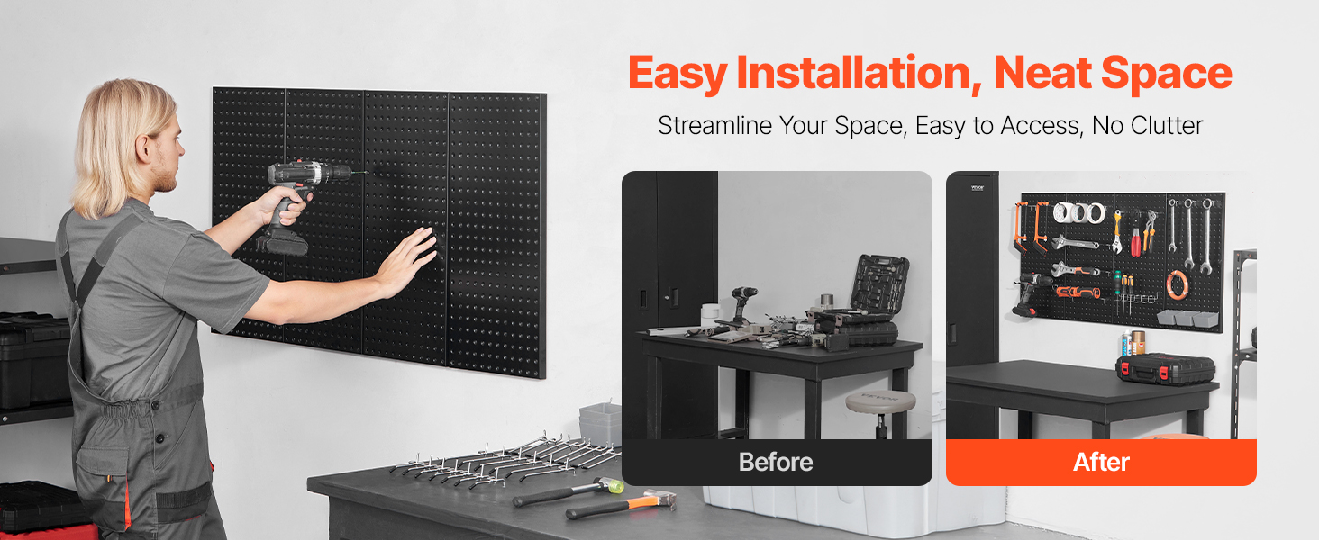 Stecktafel Wandorganizer 4er Set 61x30 cm Metall Lochwand Werkzeuge Pegboard A100 2.5