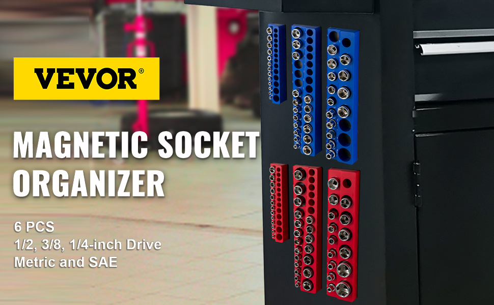 magnetic socket organizer,6pcs,red blue