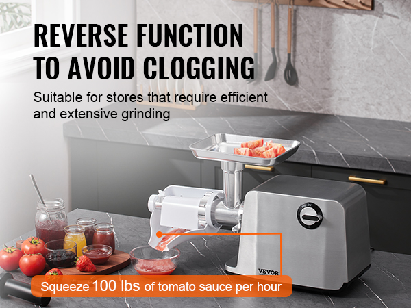 VEVOR Electric Tomato Strainer, 700W Tomato Sauce Maker Machine, 100 LBS/H Food Strainer and Sauce Maker, Փ45mm Commercial Grade Food Mill with Reverse Function for Tomato Strawberry Blueberry Sauce