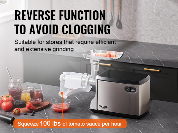 VEVOR Electric Tomato Strainer, 400W Tomato Sauce Maker Machine, 100 LBS/H Food Strainer and Sauce Maker, Փ45mm Commercial Grade Food Mill with Reverse Function for Tomato Strawberry Blueberry Sauce