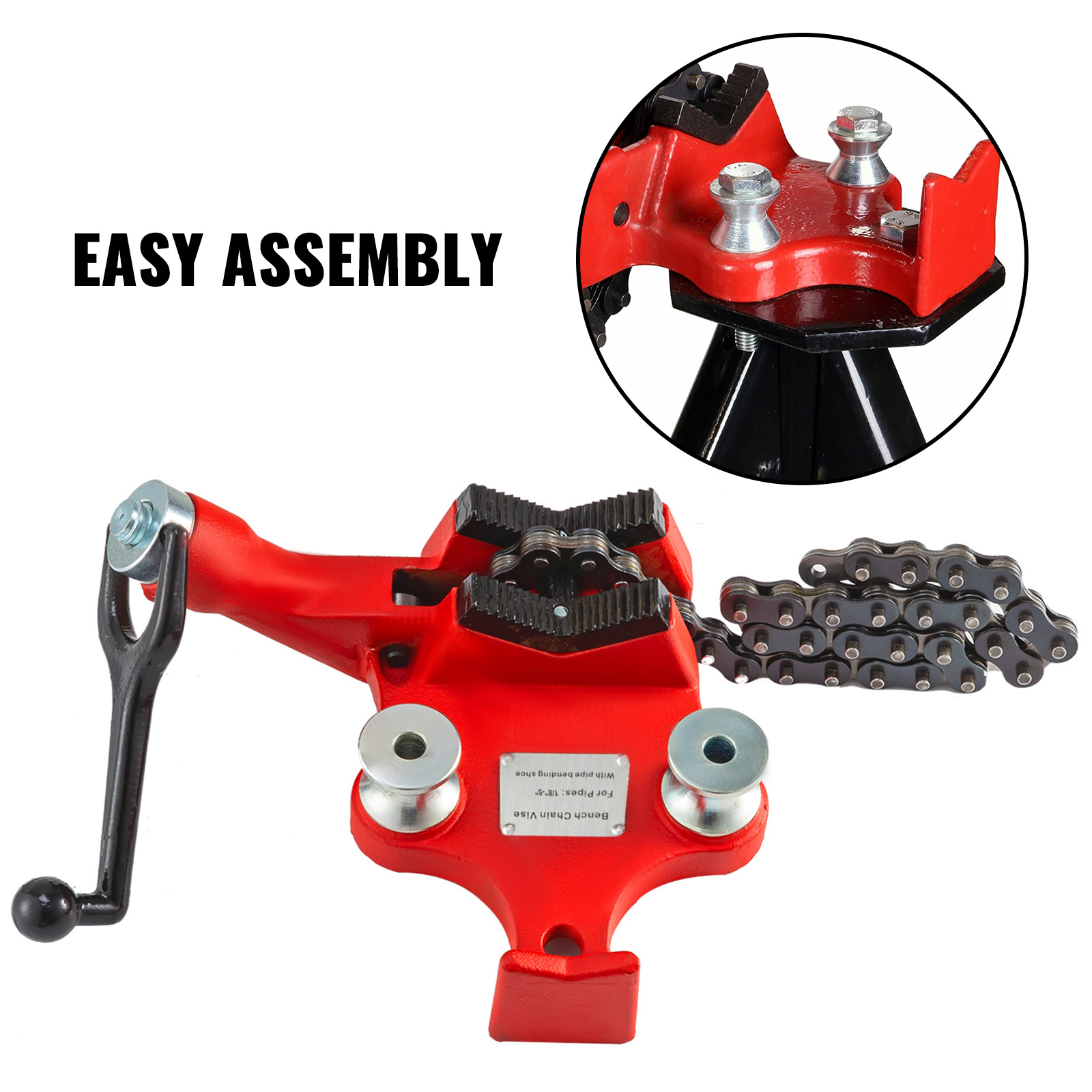 Screw Bench Chain Pipe Vise 1/8 To 5-Inch Pipe Capacity
