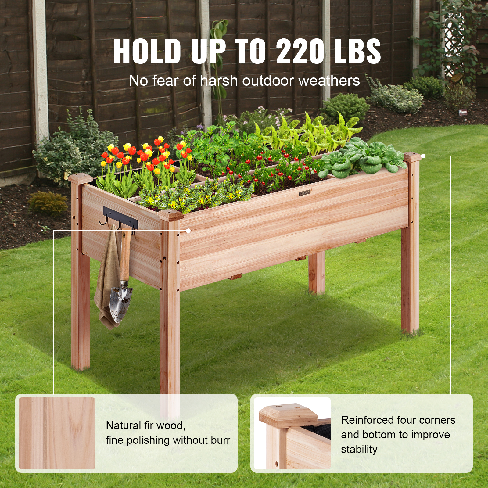 VEVOR Raised Garden Bed Planter Box Galvanized / Wooden Flower Vegetable Herb - Picture 30 of 38