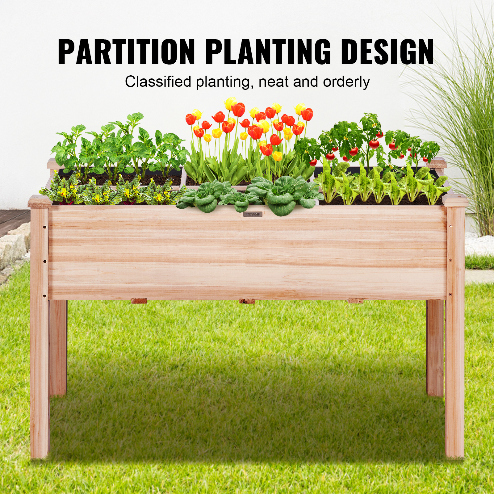 VEVOR Raised Garden Bed Planter Box Galvanized / Wooden Flower Vegetable Herb - Picture 31 of 38