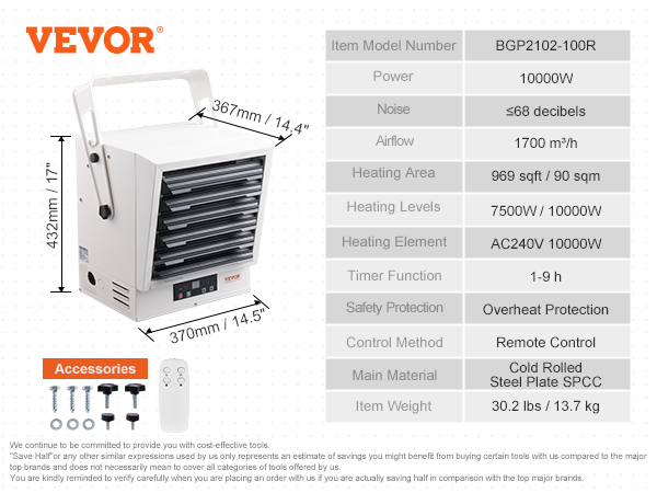 Best 10000 Watt Electric Garage Heater www.vevor.com
