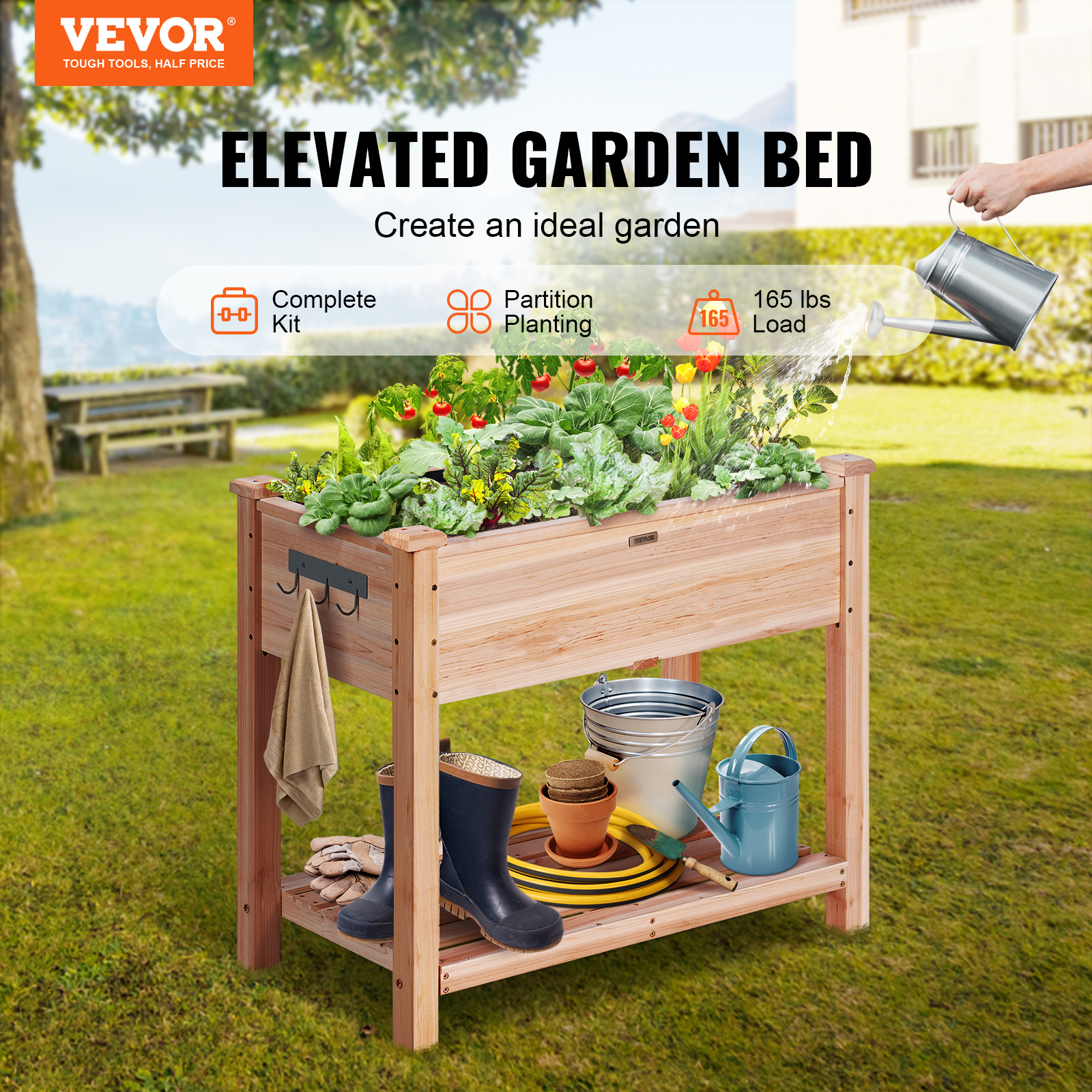 VEVOR Raised Garden Bed Planter Box Galvanized / Wooden Flower Vegetable Herb - Picture 16 of 38