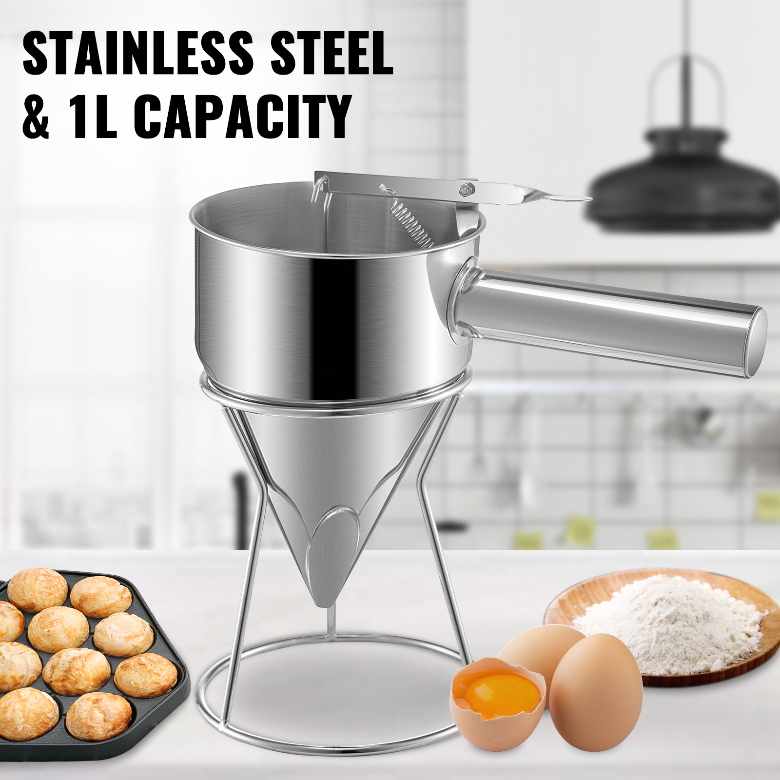 VEVOR Batter Funnel Dispenser Stainless Steel Waffle Batter Dispenser