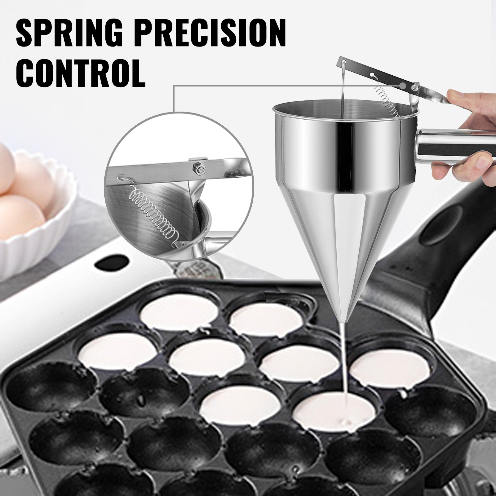 Stainless Steel Donut Cupcake Batter Dispenser Funnel Pancake