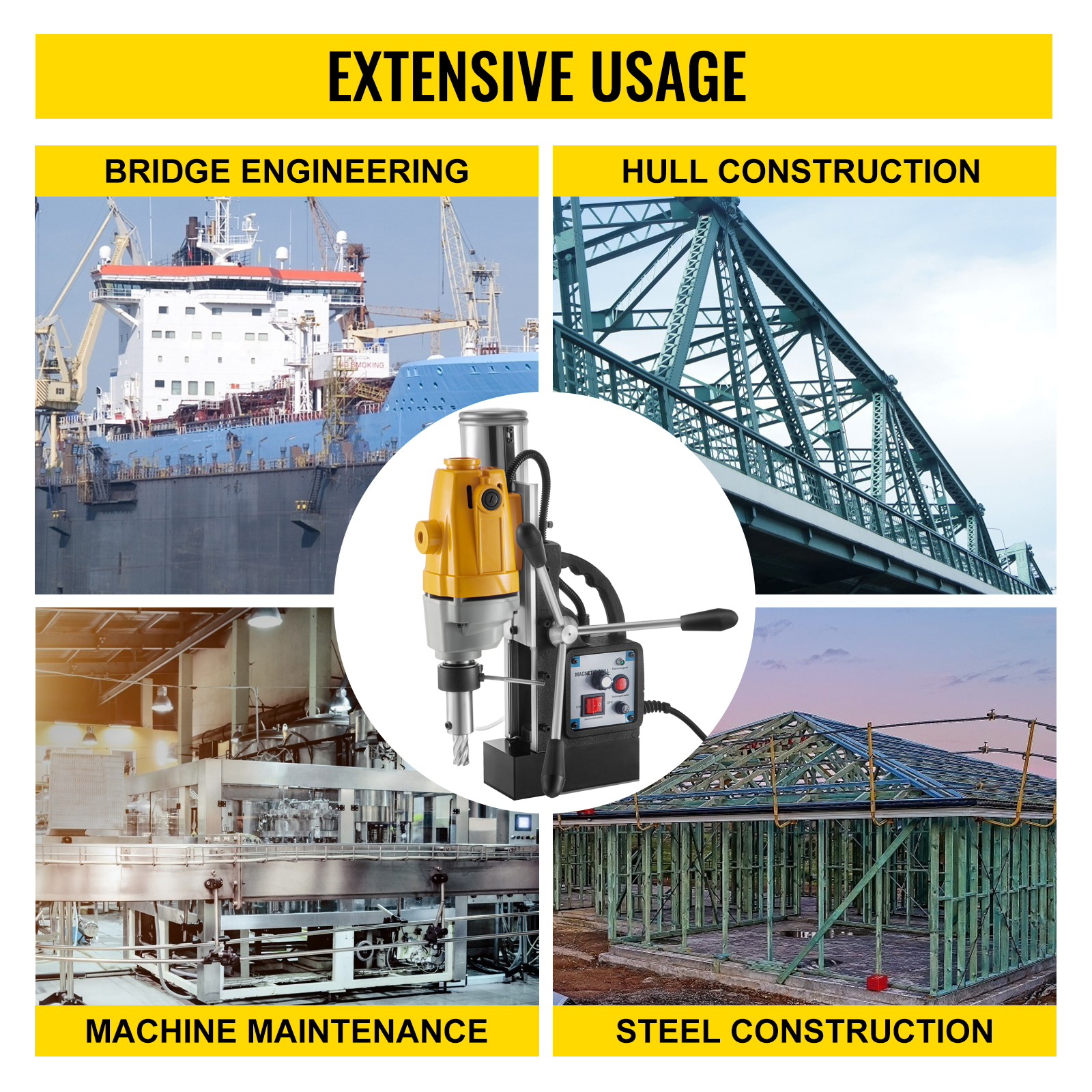 VEVOR Mag Drill, 550RPM Noload Speed Drill Press, 2.16