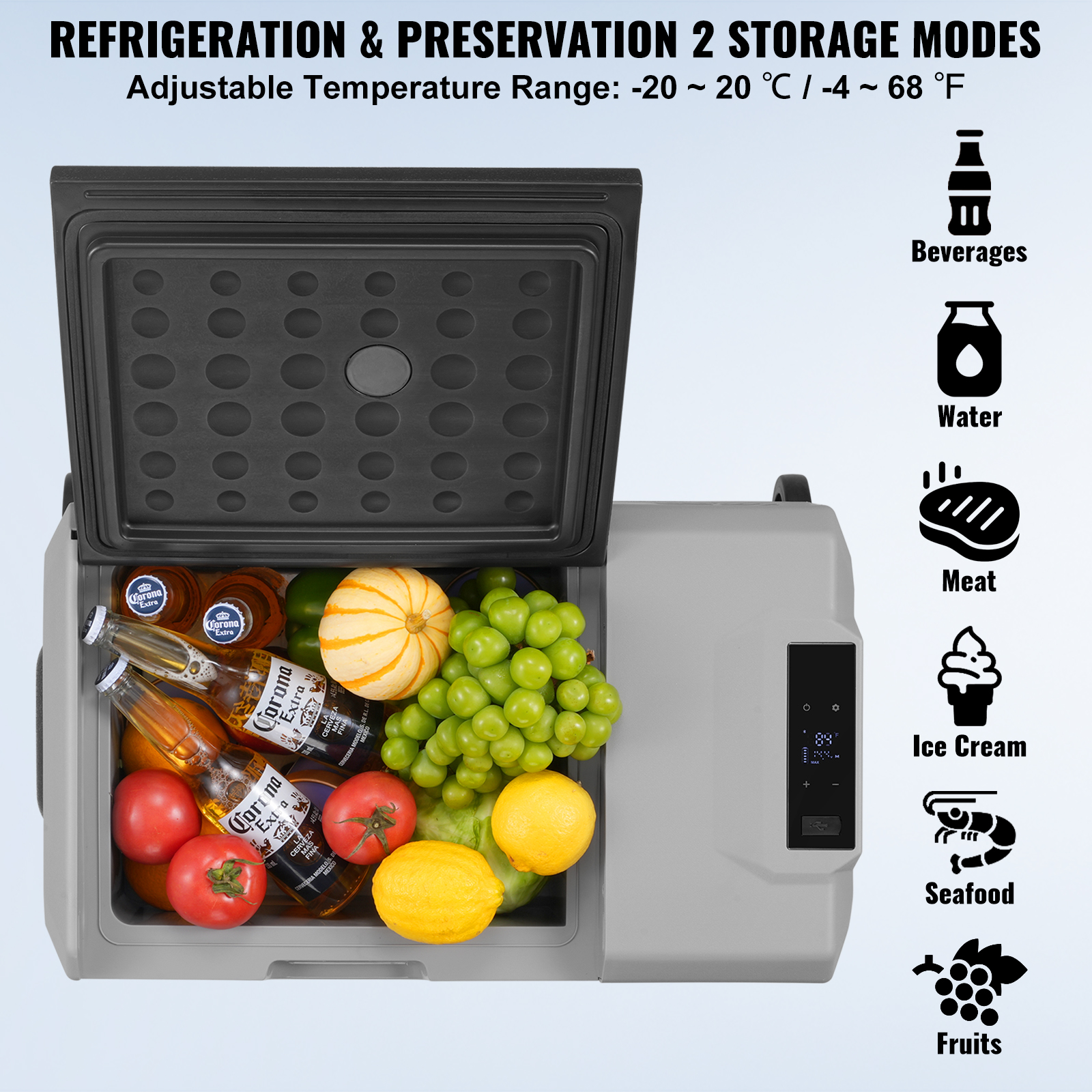 VEVOR 8/15/20/25/30/45/50/75L Portable Car Refrigerator Freezer Single Zone APP