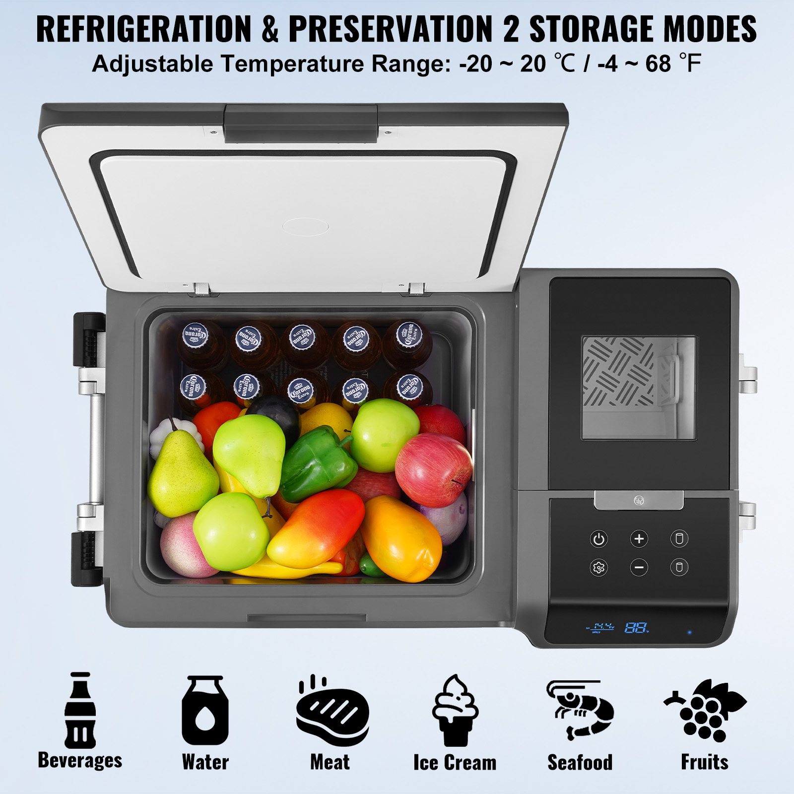 VEVOR Portable Car Refrigerator Freezer w/ Ice Making Function Single/Dual Zone