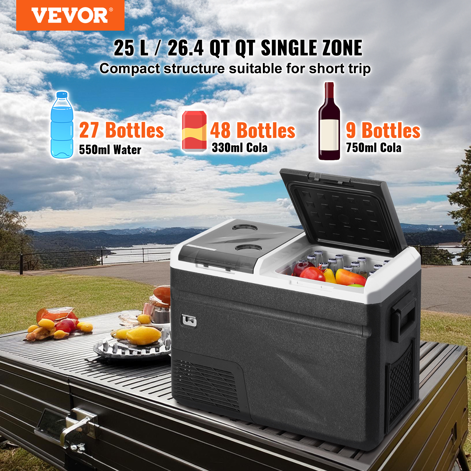 VEVOR Portable Car Refrigerator Freezer w/ Ice Making Function Single/Dual Zone