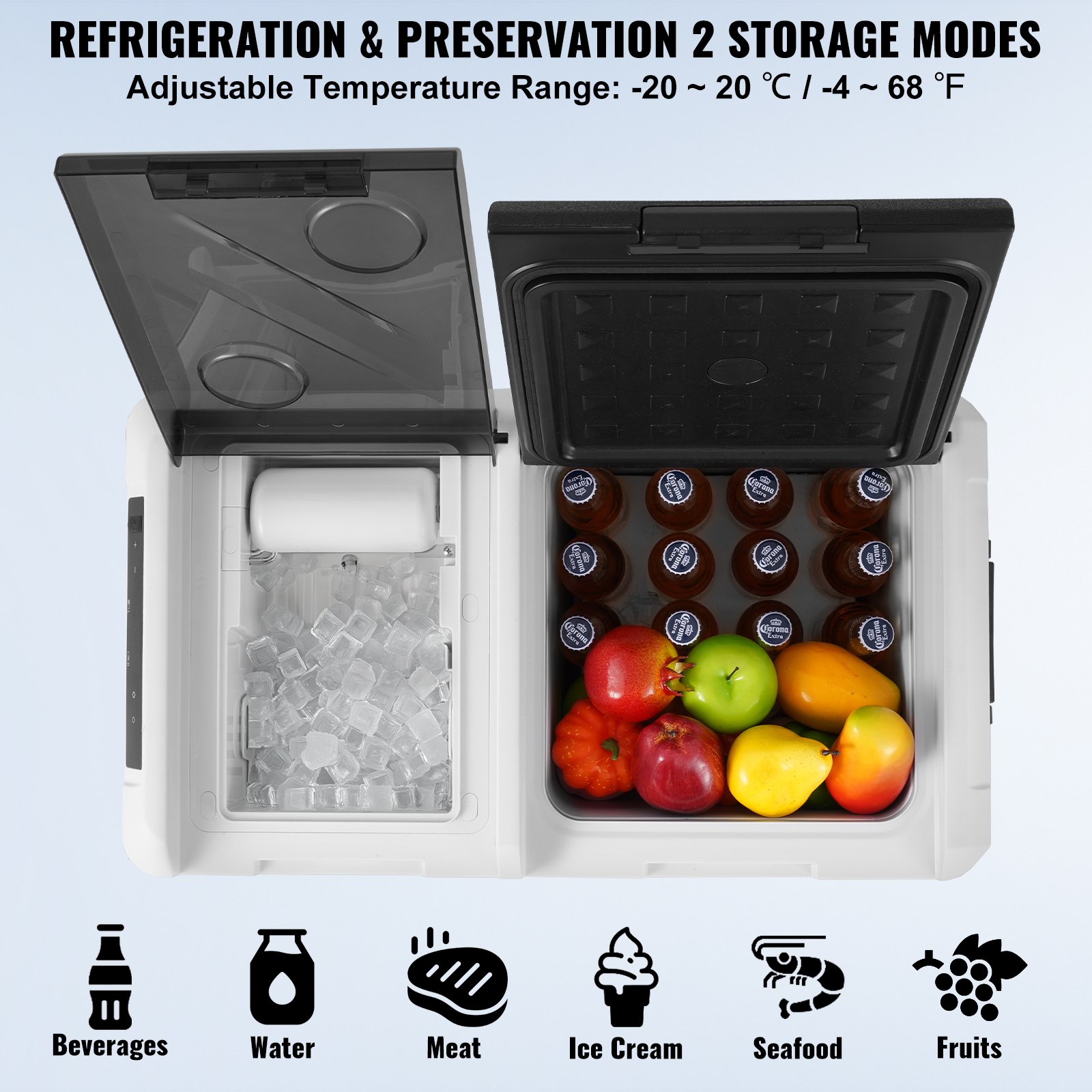 VEVOR Portable Car Refrigerator Freezer w/ Ice Making Function Single/Dual Zone