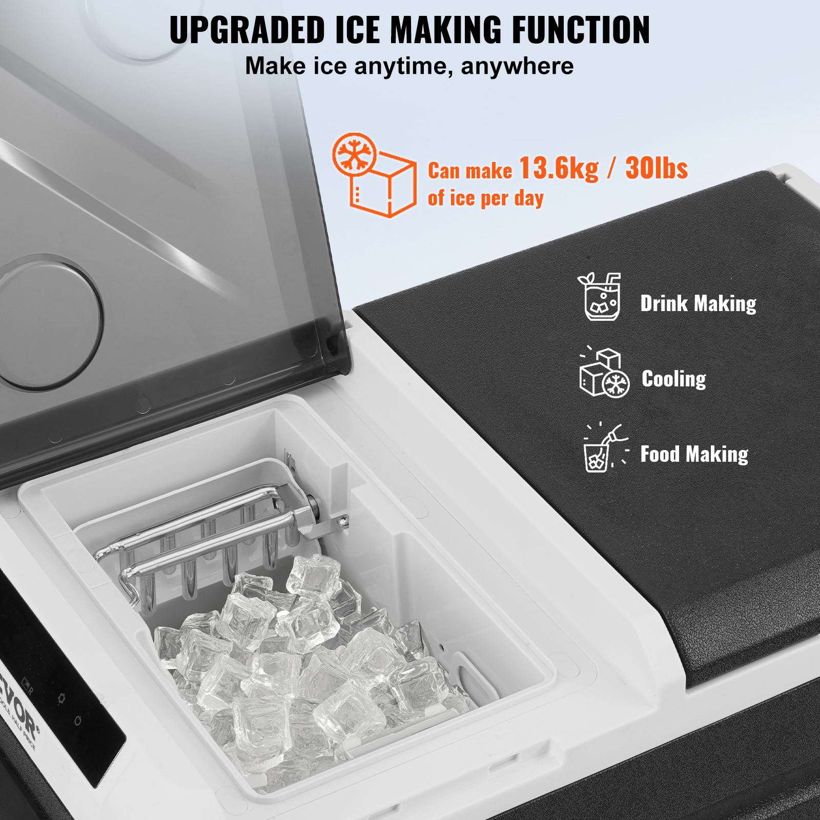 VEVOR Portable Car Refrigerator Freezer w/ Ice Making Function Single/Dual Zone