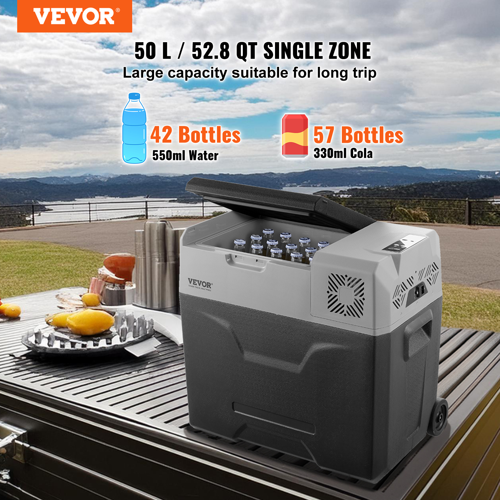 VEVOR 8/15/20/25/30/45/50/75L Portable Car Refrigerator Freezer Single Zone APP