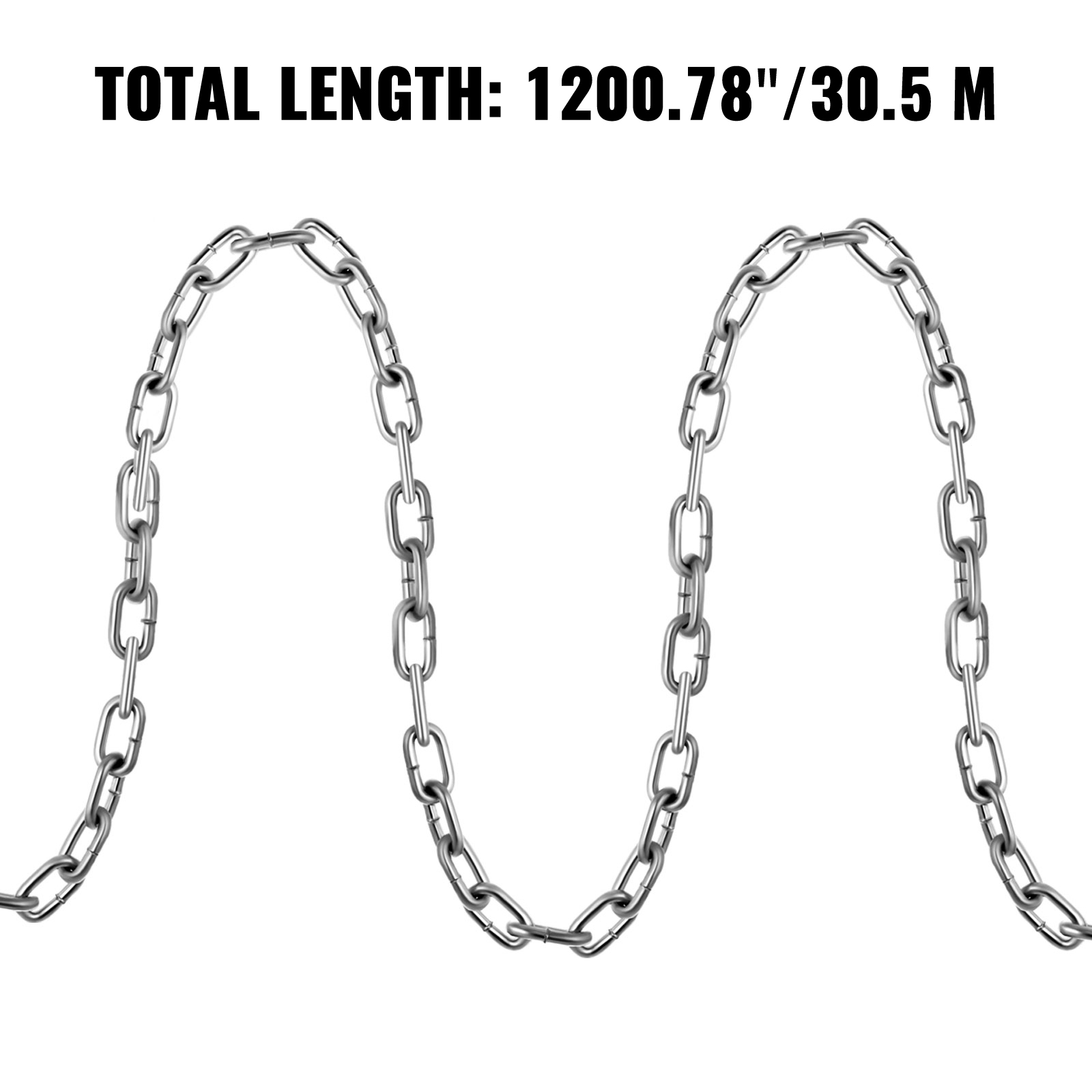 JENSWILL 1/4 inch (6mm) -6.5ft(Length) Stainless Steel 304 Chain,Metal  Chain Utility Chain Heavy Duty Chain for Guardrail, Swing, Lifting