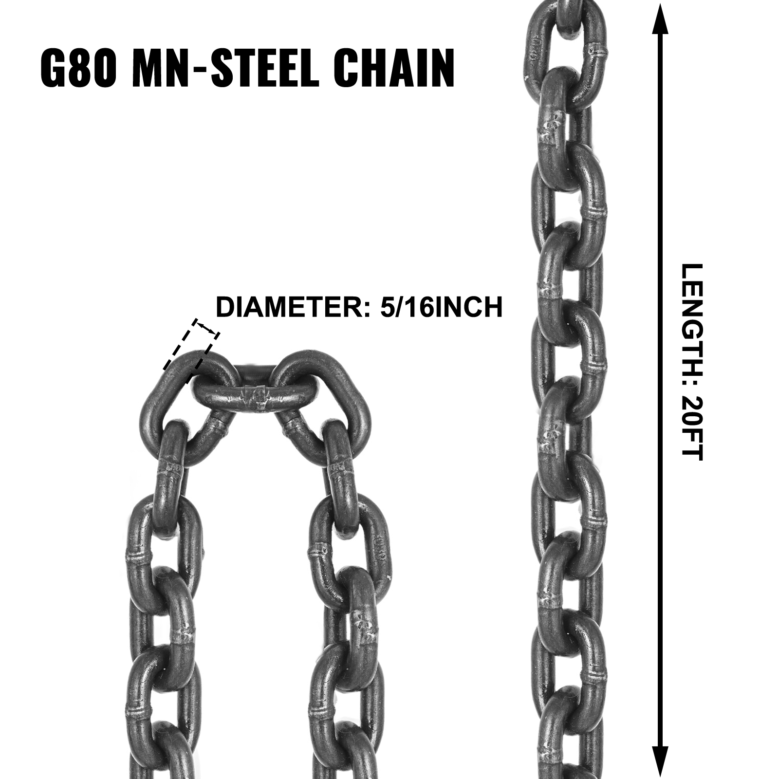5/16 X20 Grade 80 Chain Sling Sog Powder Coating Single Leg Building