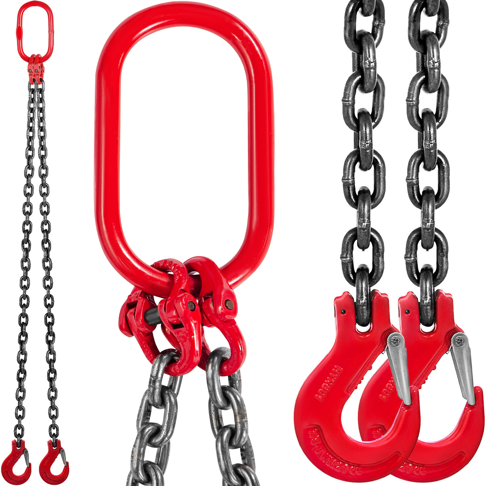Grade 100 Chain Sling 3/8" x 6' Double Leg with Grab Hook and Adjusters 