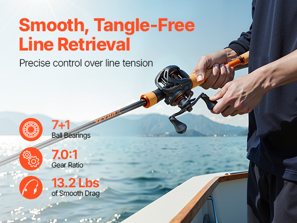 VEVOR Rod and Fishing Reel Combo, IM7 Carbon Fiber Baitcasting Rod and Reel Combo, Bass Fishing Pole with 7+1 BB System, 7.0:1 Gear Ratio, Cork Handle, Stainless Steel Guides with Ceramic Rings | VEVOR Rod and Fishing Reel Combo, IM7 Carbon Fiber Baitcasting Rod and Reel Combo, Bass Fishing Pole with 7+1 BB System, 7.0:1 Gear Ratio, Cork Handle, Stainless Steel Guides with Ceramic Rings |