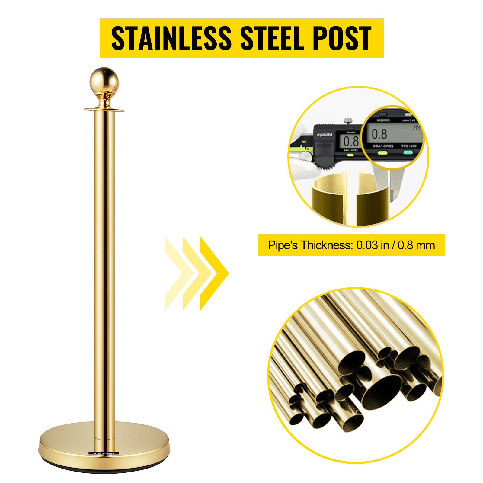 Set of 6 PCS Stainless Steel Crowd Control Stanchions Velvet Rope Barrier Silver 