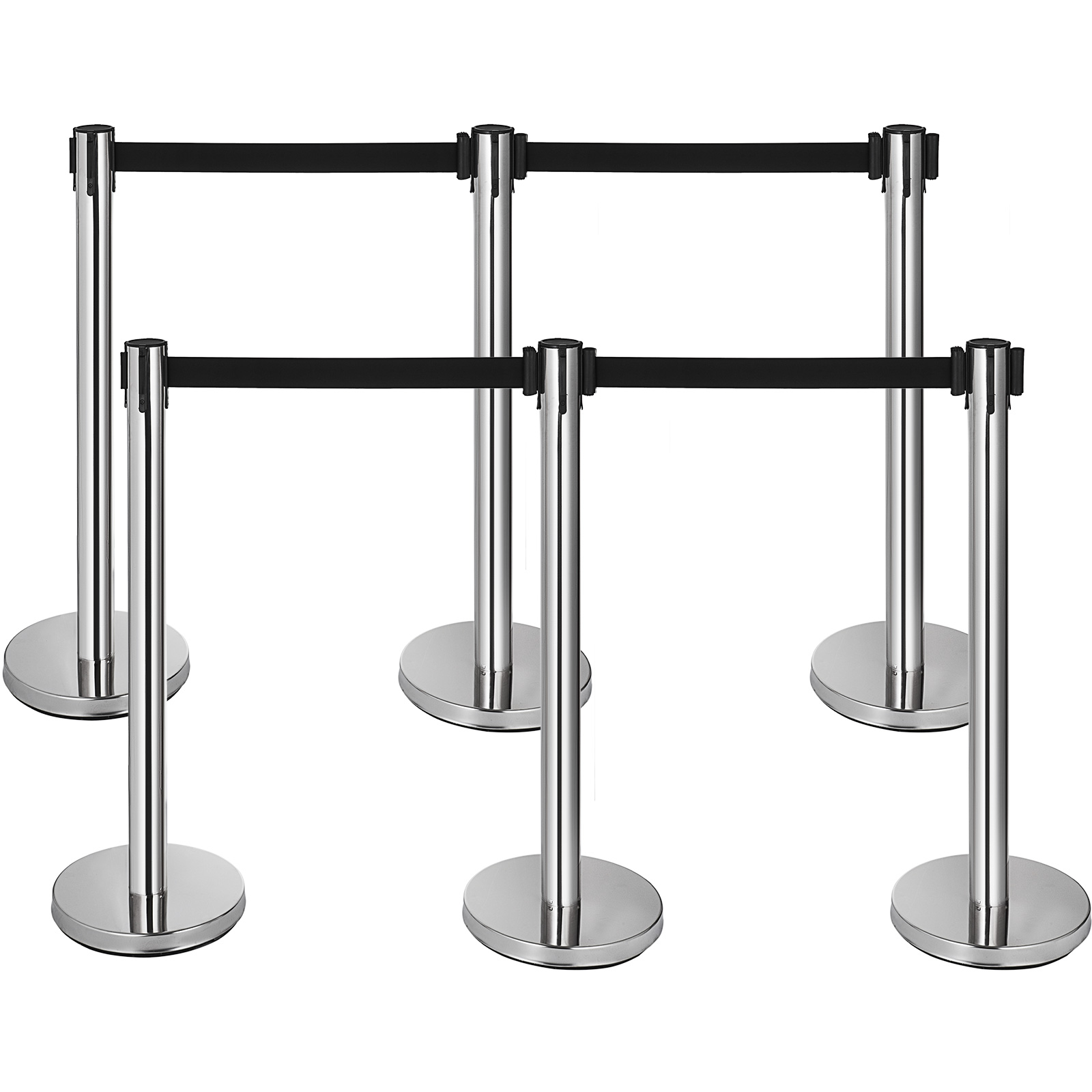 Crowd control stanchion,4 Red Velvet Ropes,6Pcs Gold