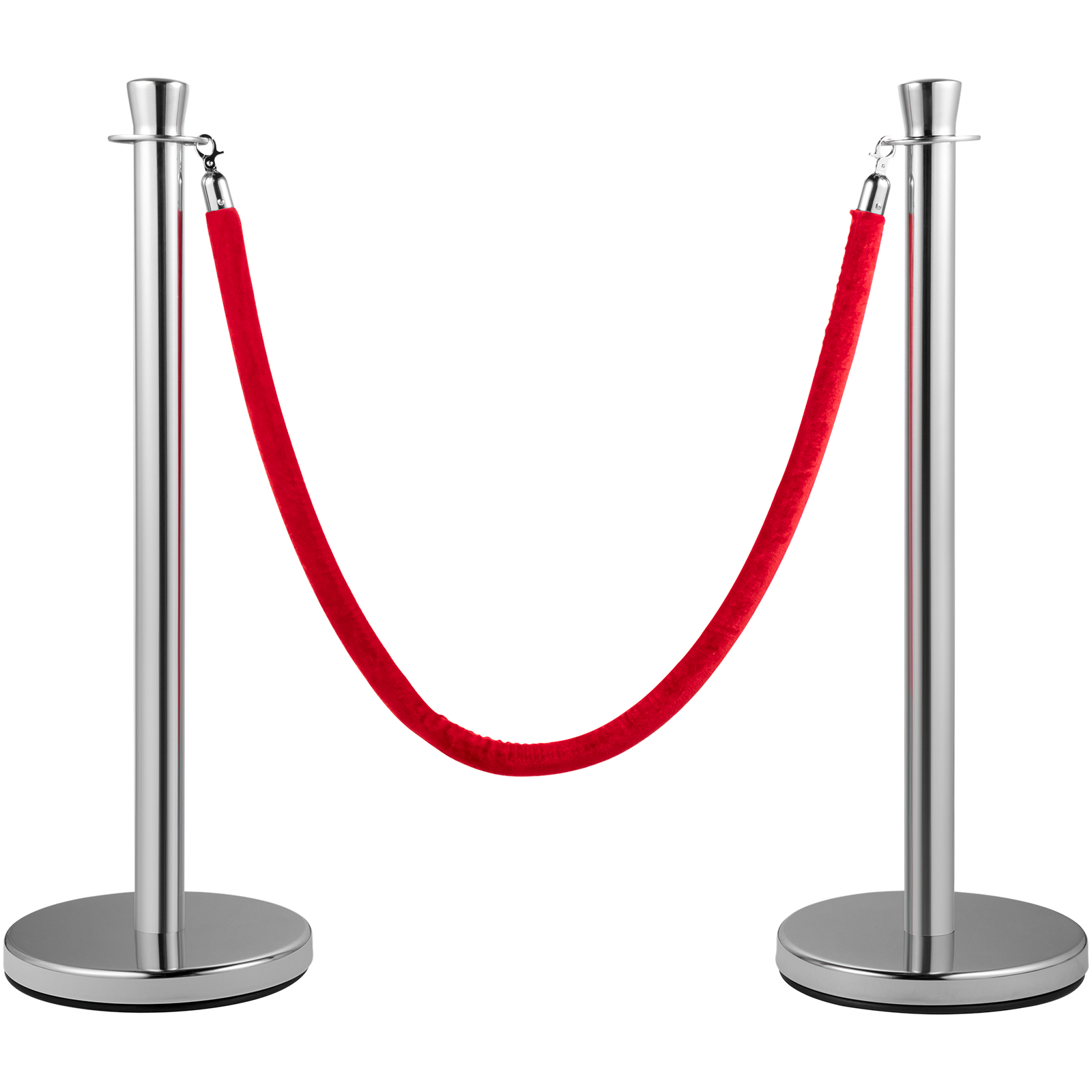 Crowd control stanchion,4 Red Velvet Ropes,6Pcs Gold