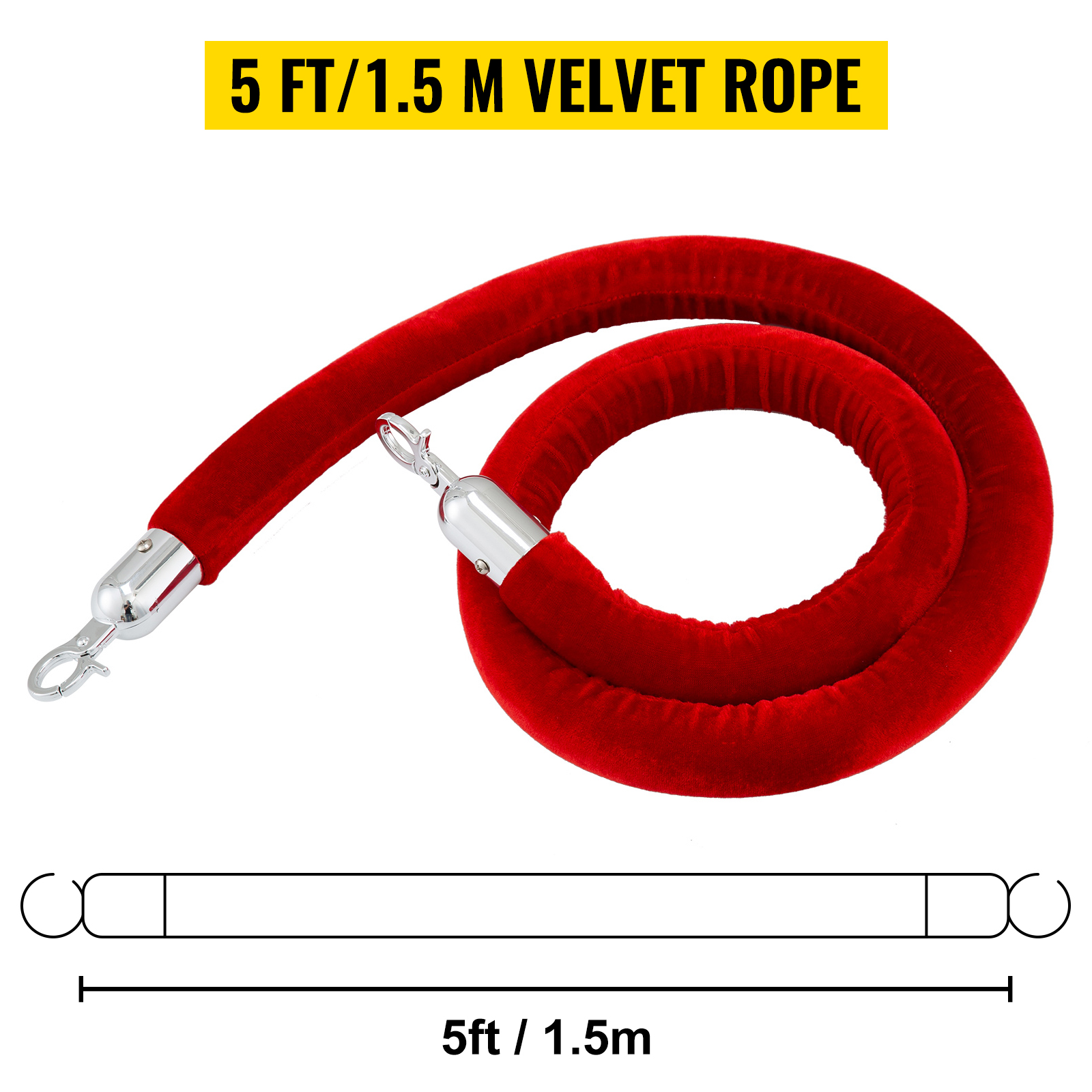 2-Pack Red Velvet Crowd Control Stanchion Rope Barrier with Gold
