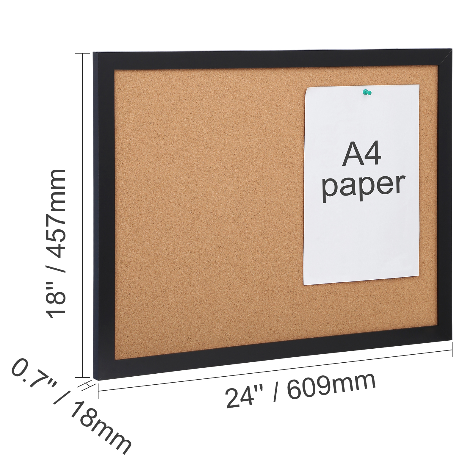VEVOR Cork Board Bulletin Board 24x18 / 36x24 in MDF Sticker Frame Wall Mounted - Picture 10 of 26
