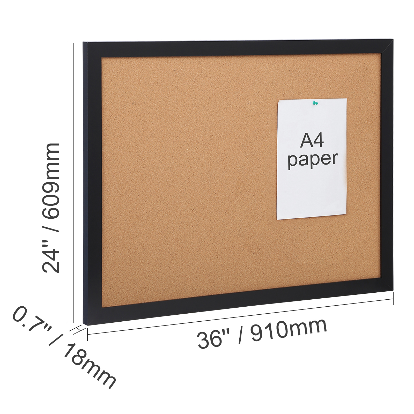 VEVOR Cork Board Bulletin Board 24x18 / 36x24 in MDF Sticker Frame Wall Mounted - Picture 22 of 26