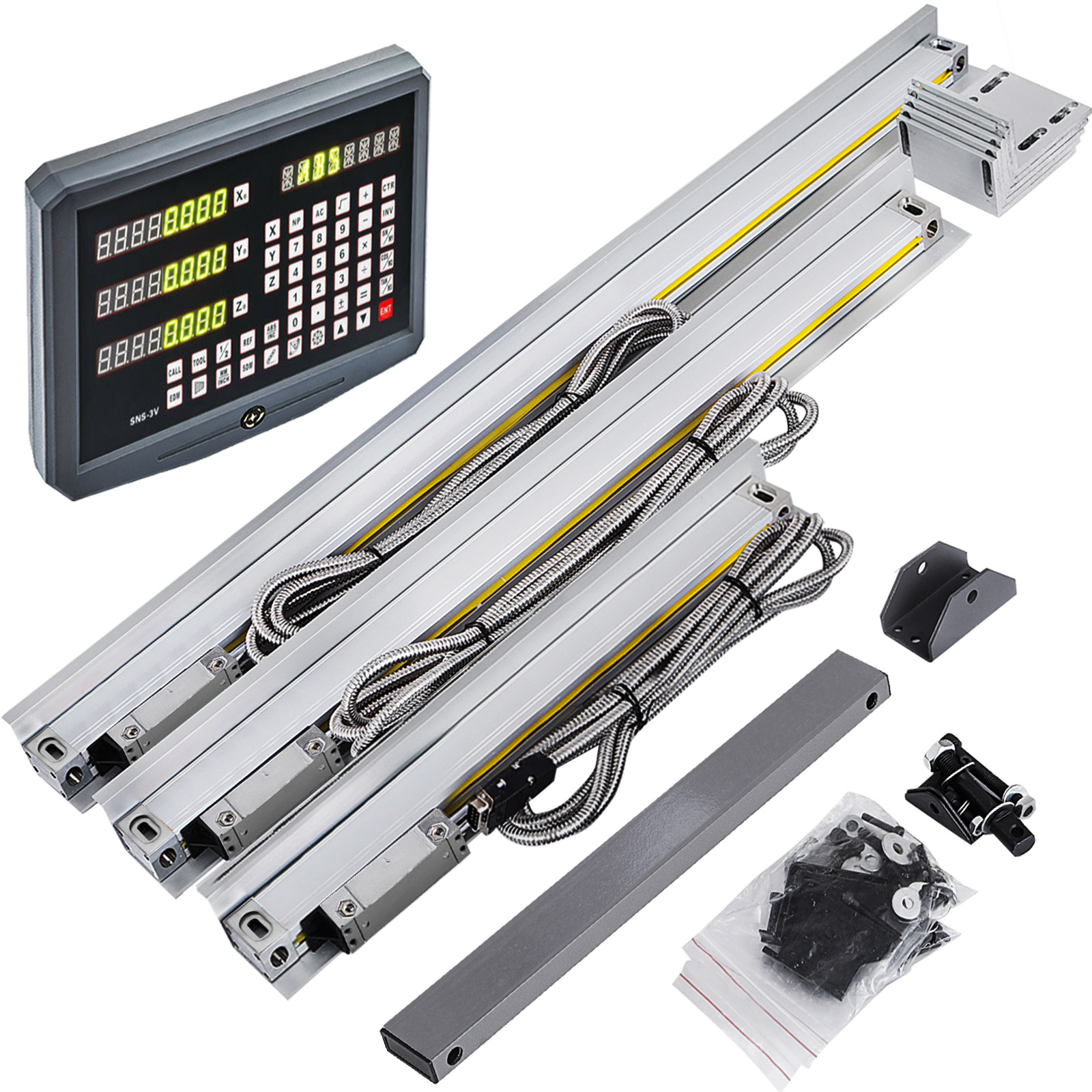 3 Axis Digital Readout Display Kit Linear Glass Scale Milling Machine DRO System 