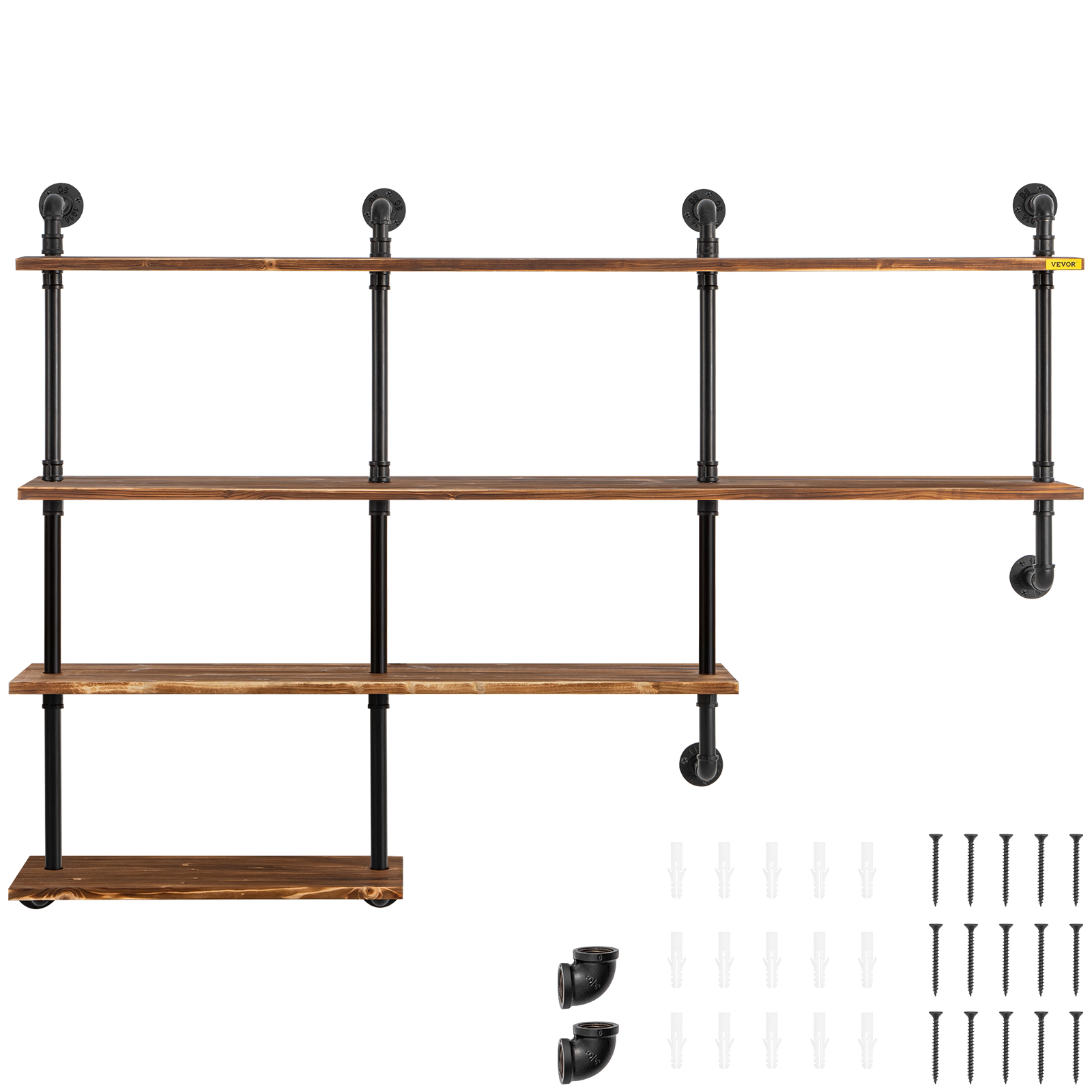 Pipe Decor 36 Wall Mounted Clothing Rack with Wood Shelf and Industrial Steel Pipe - Trail Brown