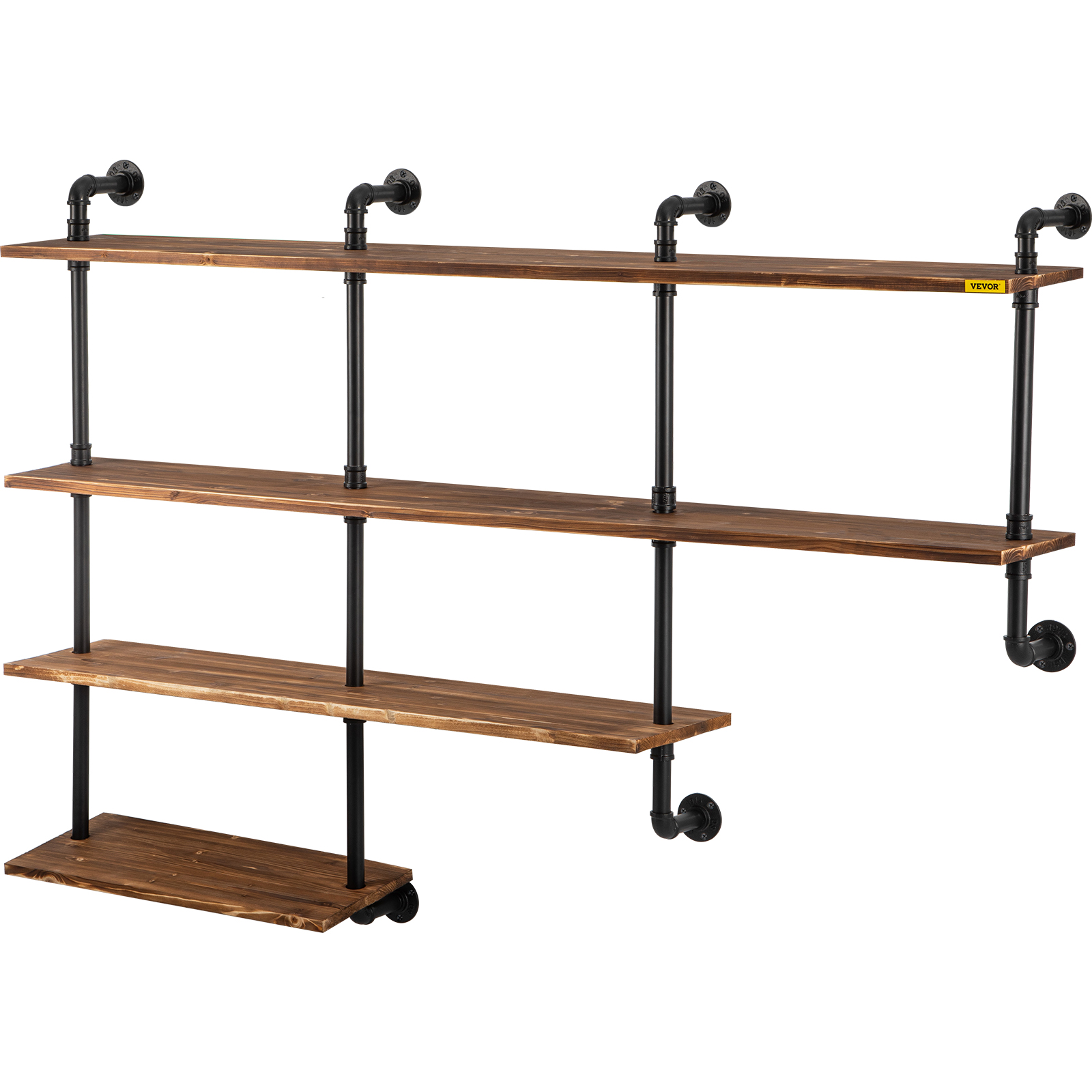 35 Tier DIY Wall Shelf, Industrial Iron Pipe Shelves Solid Wood