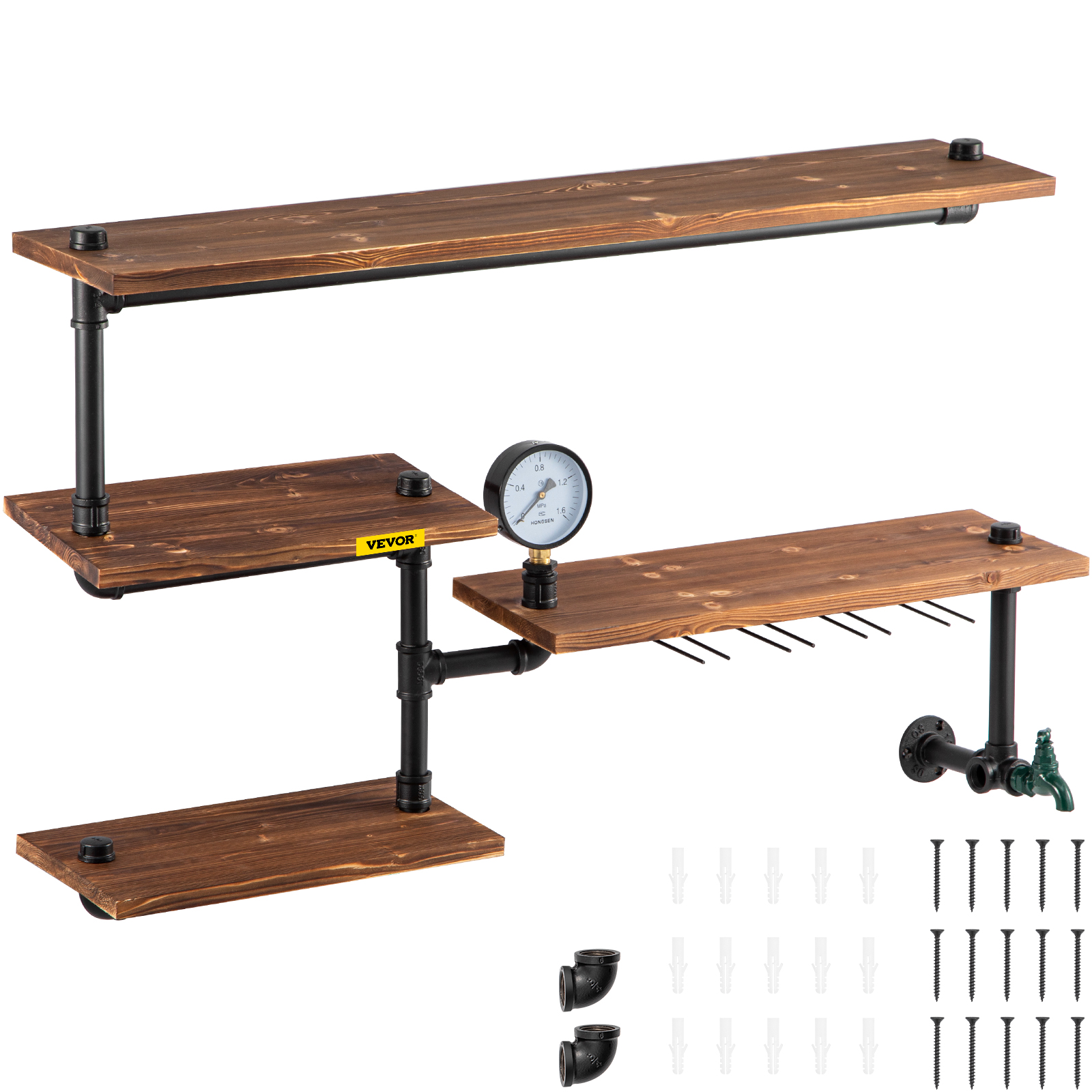 made from 20mm electrical pipe. Black Industrial steel pipe shelf brackets 