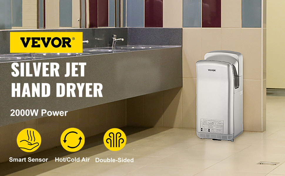 VEVOR Jet Hand Dryer Blade Hand Dryer Automatic High Speed for Washroom