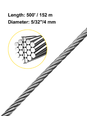 31 Ft Cable Length Black Oxide Galvanized Steel Safety Cable 1/8 Cable Only 3.2mm 7x19 Strand DIY Wire Rope