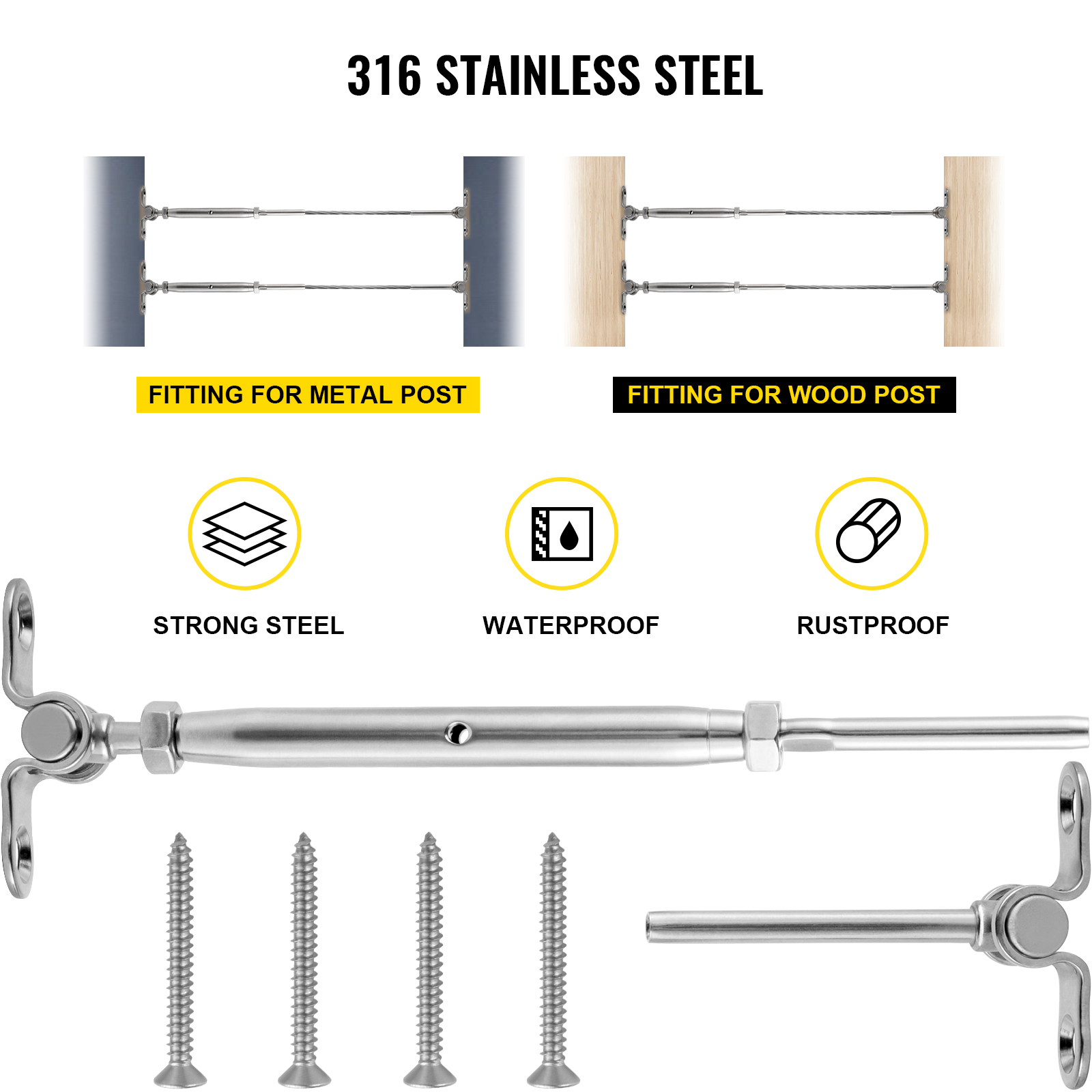 Accessori per ringhiere / tenditori / funi in acciaio inossidabile per 3-4mm  T801