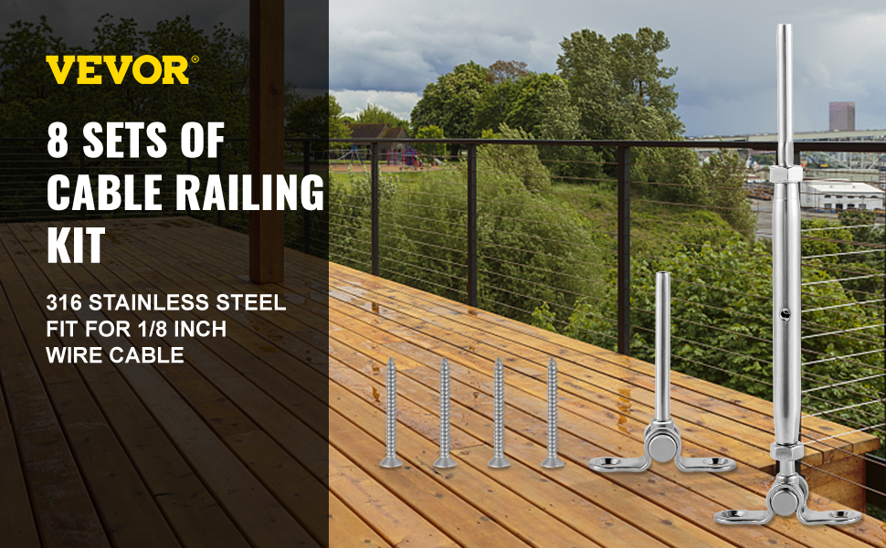 VEVOR VEVOR T316 Stainless Steel Cable Railing Kit Wire Railing Fit 1/8