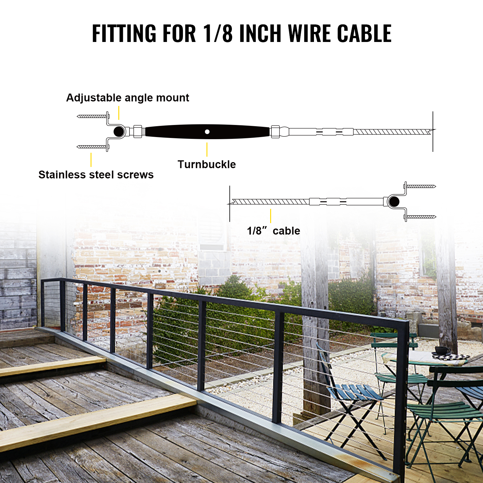 thumbnail interactive-video image 1 of VEVOR 1/8 T316 Stainless Steel Cable 500FT, 7x7 Flexible Core Cable Railing System Wire Rope 1 of 14