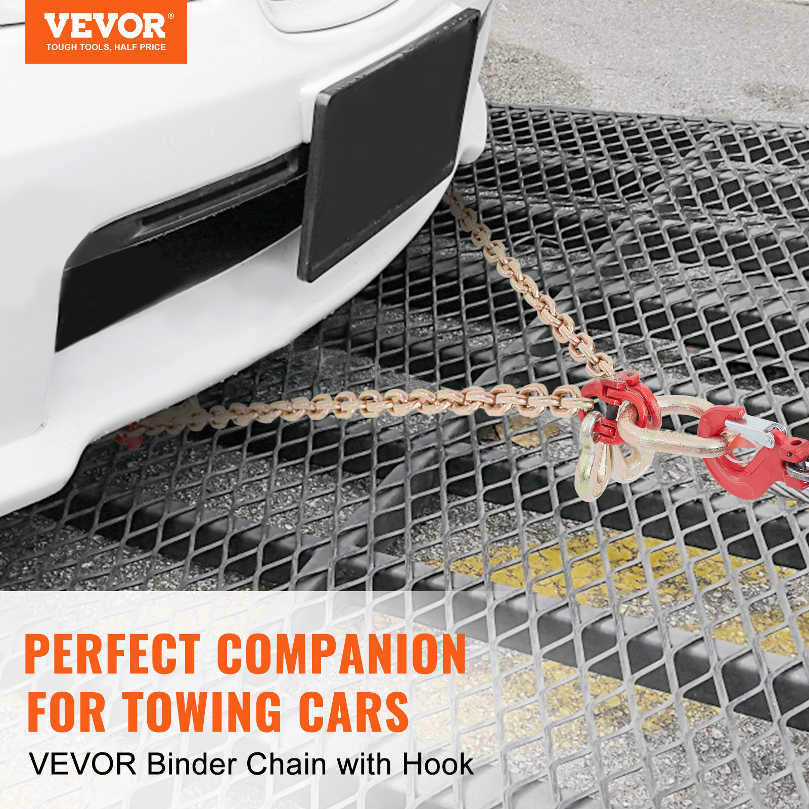 VEVOR Tow Chain J Hook 5/16"×2'/3'/10' V-Chain Bridle w/ 15" Large R T J Hooks - Picture 40 of 50